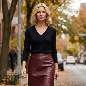 Pure Wool Black Sweater Contemporaine Exclusive Simons V-Neck Classic & Warm